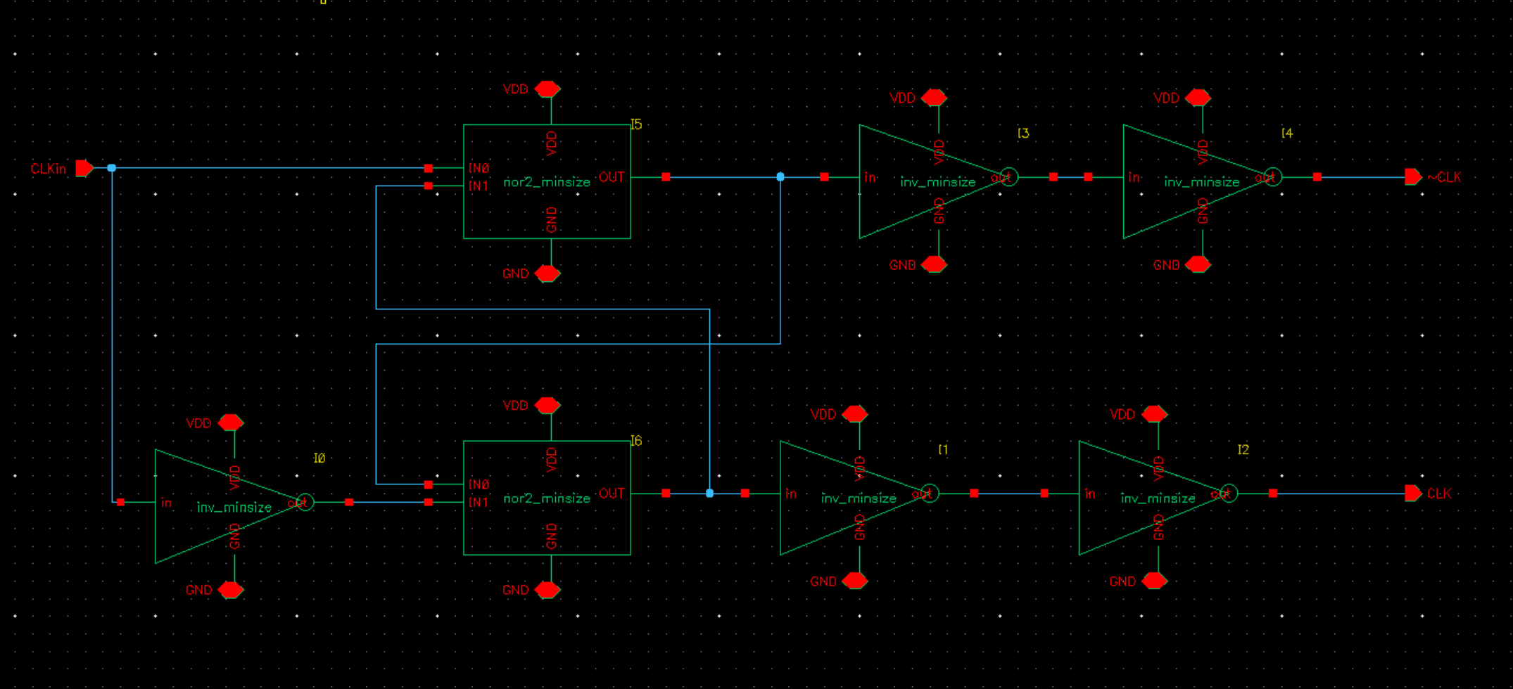 Non-overlapping clock generator schematic